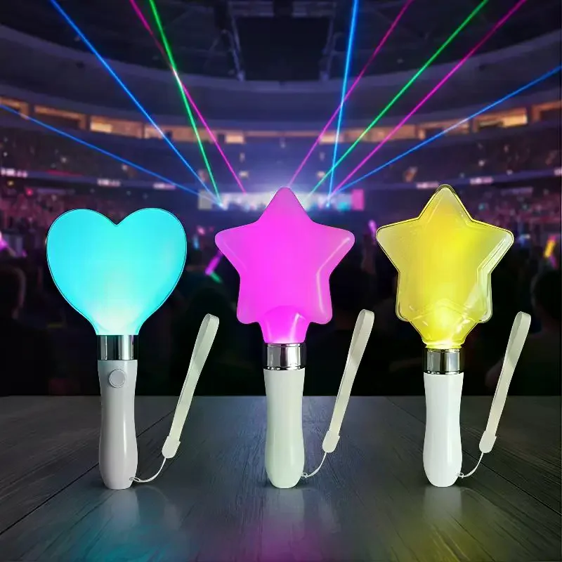 Mini Star Heart Lightstick LED Glow Stick for Music Concerts Party Halloween Birthday Event Souvenirs