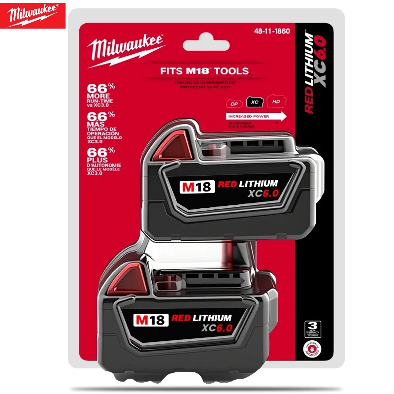 

Milwaukee New M18 FUEL 5.0Ah 6.0Ah 18V Battery 18650 M18B6 M18B5 Suitable for Milwaukee Power Tools Rechargeable Lithium Battery