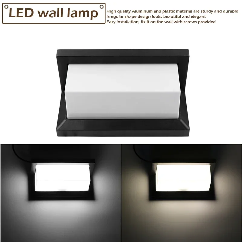 Iluminación exterior de 15W, lámparas de pared LED modernas impermeables IP65, luces de aluminio para patio, jardín, pasillo, porche, AC85-265V