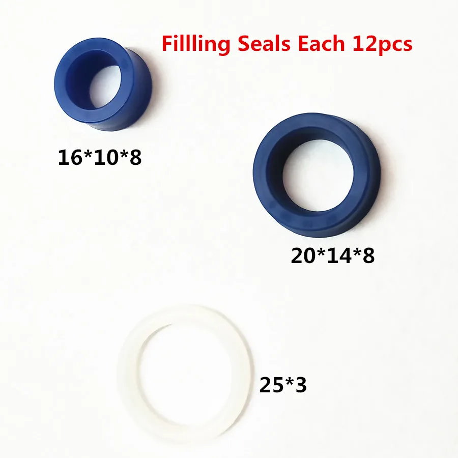 

Piston Filling nozzles Seals 20*14*8 and 16*10*8 and 25*3 Accessories of Filling Machines Each 12pcs