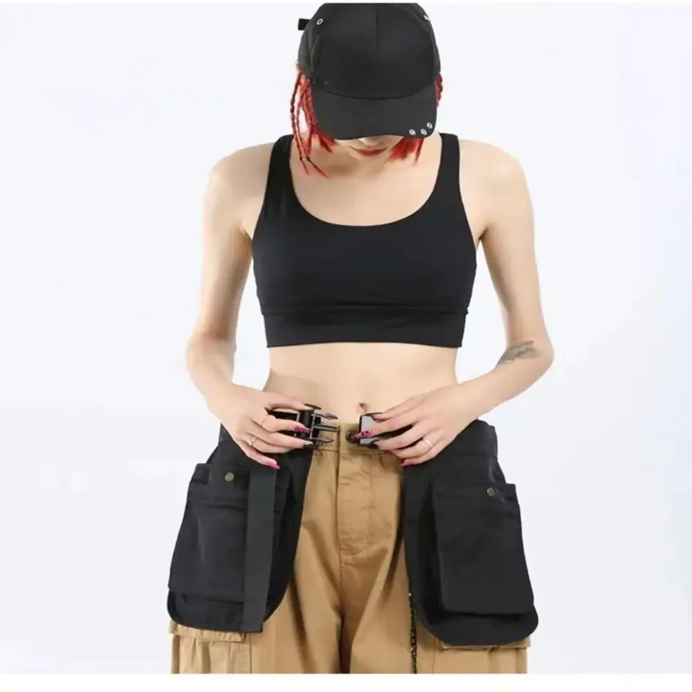 Durable Multi-functional Waist Pack Multi-pocket Black Apron Belt Bag Adjustable Portable Fanny Pack Outdoor Sports