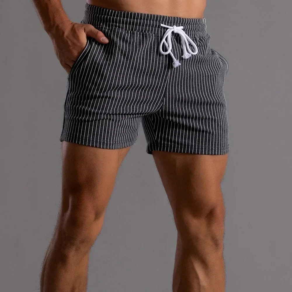 Striped Sweat Shorts Men Fashion Clothing Elastic Waist Jogger Shorts Men Sportswear Workout Clothes Breathe Running Short 2024