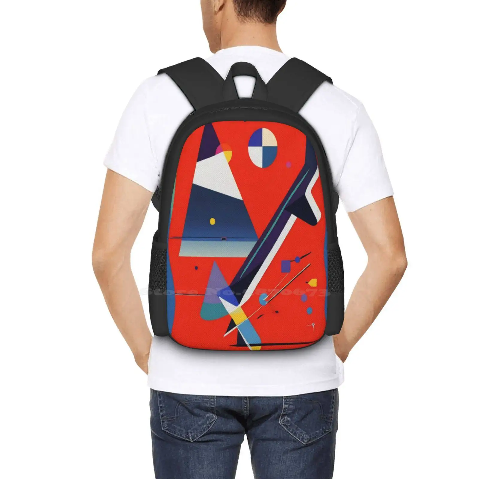 Wassily Kandinsky-Sac à Dos d'École à la Mode, Sacoche Géométrique Abstraite, Couleurs Vibrantes, Symétrie, Division Audacieuse Organique, Offre Spéciale