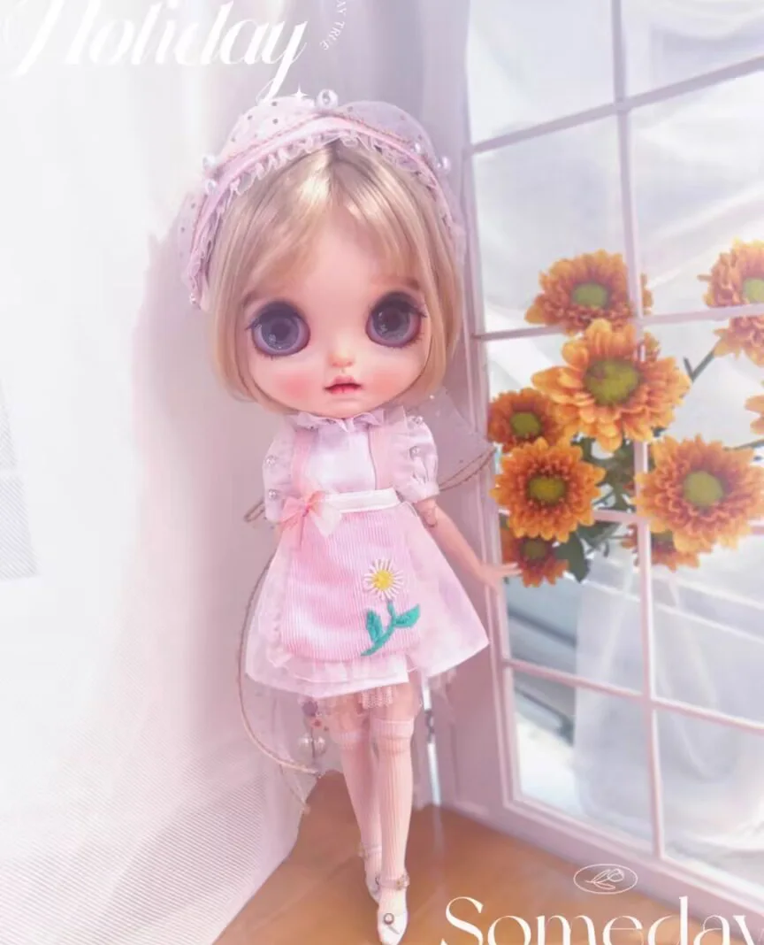 4pcs kawaii cute lady style Blythe/Landoudou Headwear, skirt, apron, socks  1/6 30cm(Fit for  azone,Pullip,Ob22/24/26, Licca)