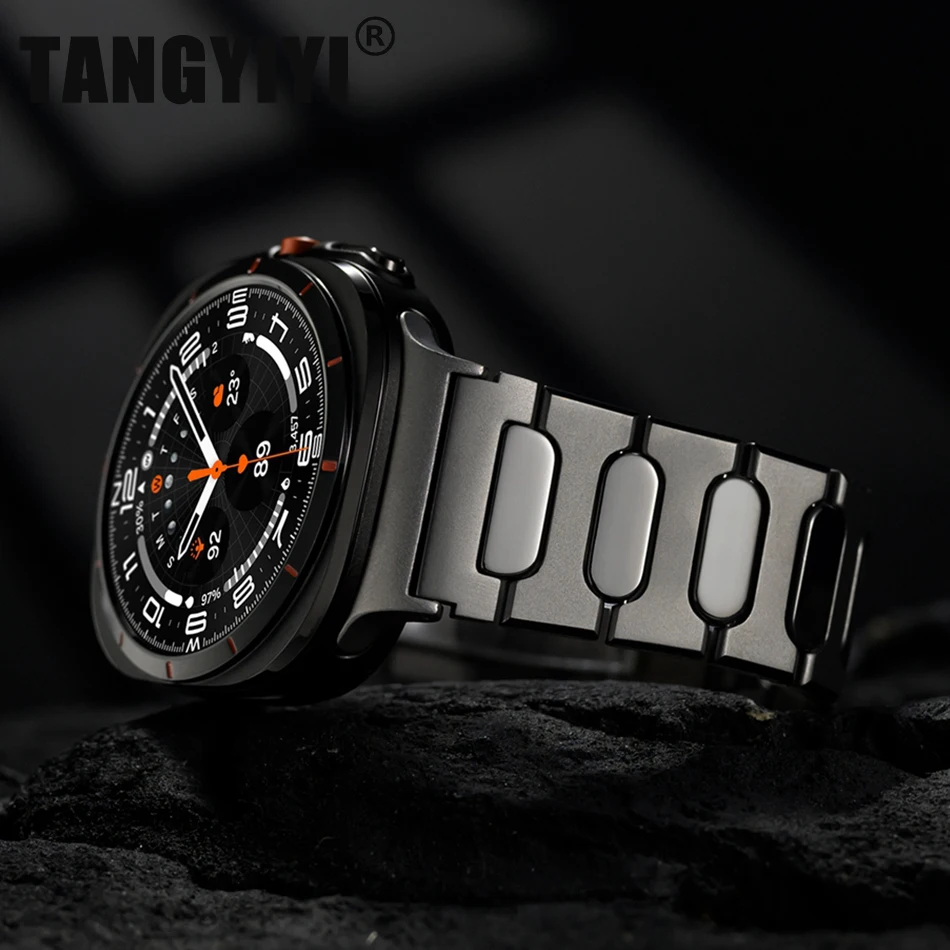 Pulseira de Titânio 22MM para Samsung Galaxy Watch Ultra 2025 47mm 8 Classic 40/44/46mm com Fecho Magnético para GT5 6 Pro Garmin