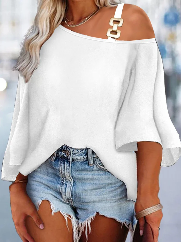 2023 Halter Hollow Out Printing Sweatshirts Women Summer Loungewear Fashion Short Batwing Sleeve XL-5XL Top Blouses Dropshipping