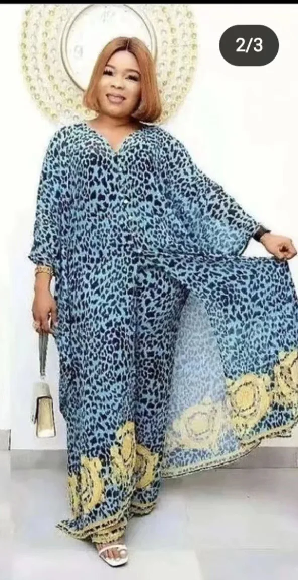 Roupas africanas para as mulheres da moda do verão africano com decote em v poliéster impressão de duas peças define parte superior e longa calça terno africano