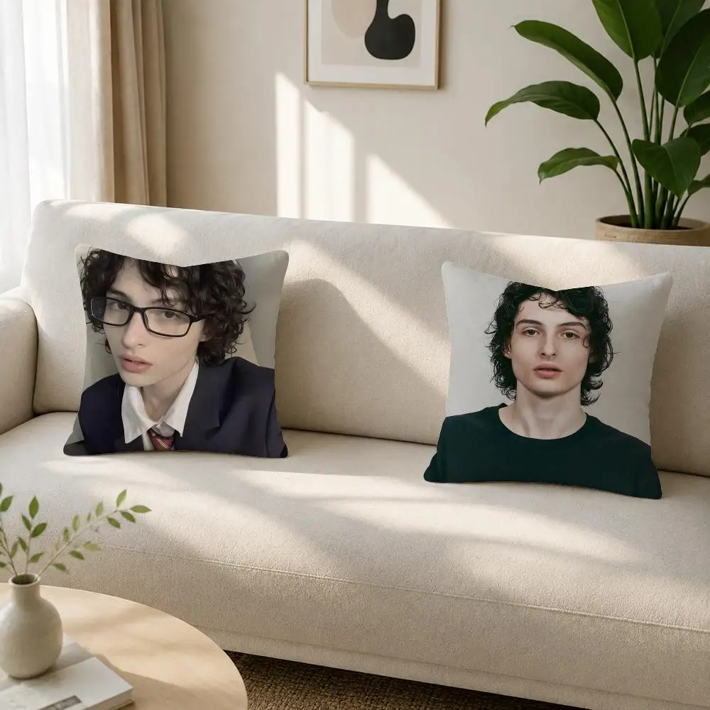 Actor Finn Wolfhard Cushion Cover Soft Plush Cushion Covers Fluffy Throw Pillow Cases for Sofa Bedroom Home Decor
