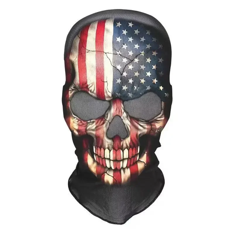 Halloween Skelett Maske elastische Mesh Kapuze gruselige Party Cosplay Prop atmungsaktive Gesichtsbedeckung Kapuze