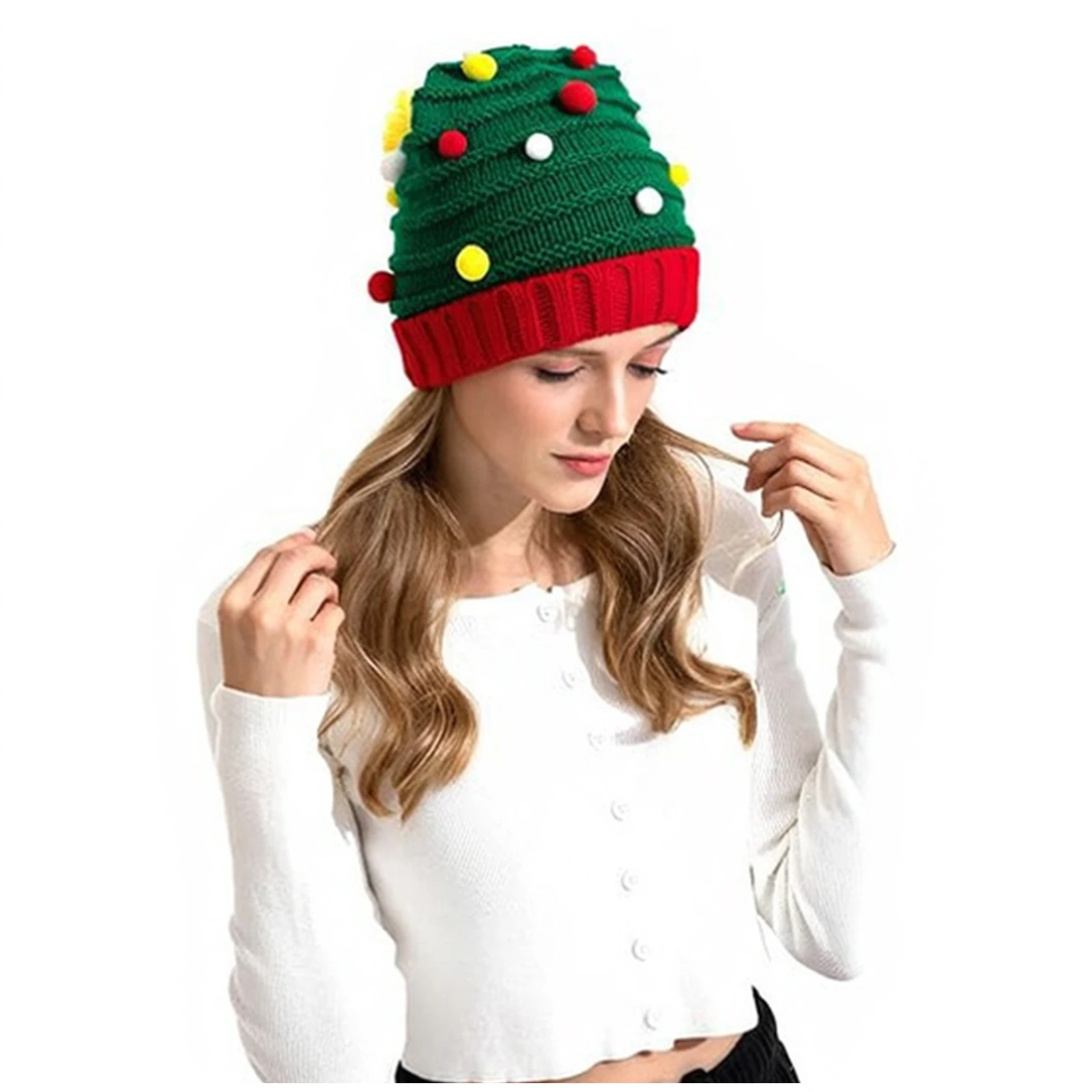 1 szt. Świąteczna dziergana czapka Świętego Mikołaja, czapka elfa, szydełkowa czapka świąteczna, czapki na imprezę noworoczną dla dorosłych, kobiet i mężczyzn