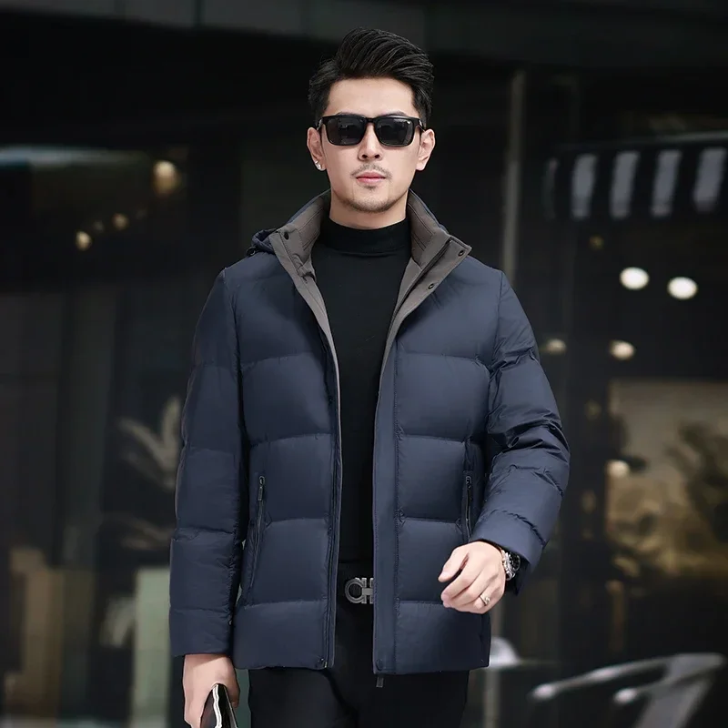 

YEAE Men's Stand Collar Down Jacket Winter Thick White Duck Down 2024 New Bread Clothes Fashion All-match Coat Clothing Jack