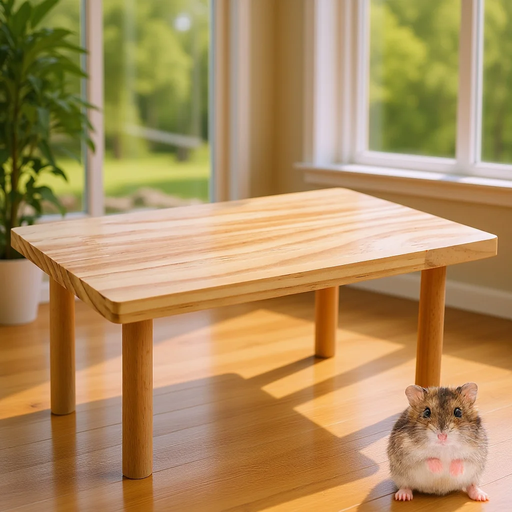 

Hamster Cage Accessory Wooden Play Platform Safe Sturdy Natural Material Stand Rest Place Food Bowl Holder Hamster Platform