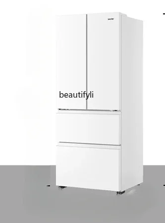 Ultra-thin zero-insert 410L double-open four-door French white small household refrigerator