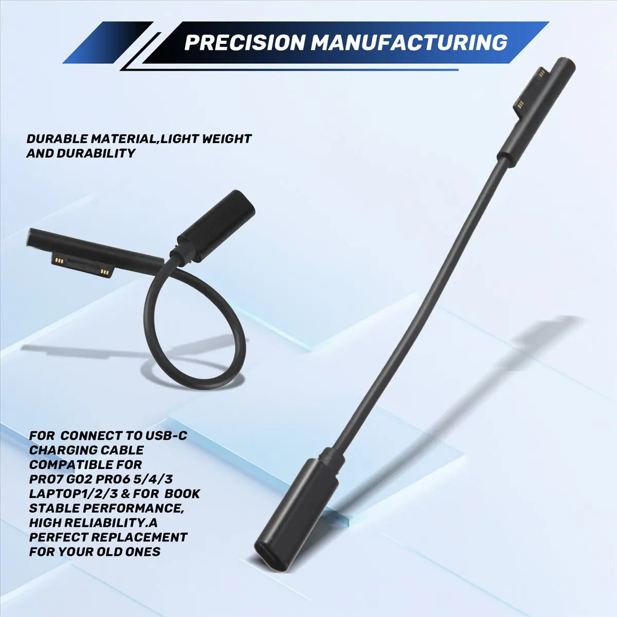T33C للتوصيل مع كابل شحن USB-C متوافق مع Pro7 Go2 Pro6 5/4/3 Laptop1/2/3 والكتاب #6