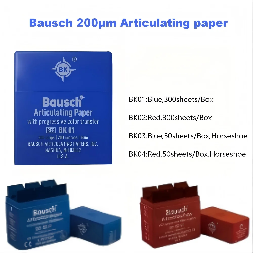 

Bausch Articulating Paper Gradient Occlusion Indicator with Pressure-Sensitive Color Marking Dental Occlusal Paper 200µm BK01/02