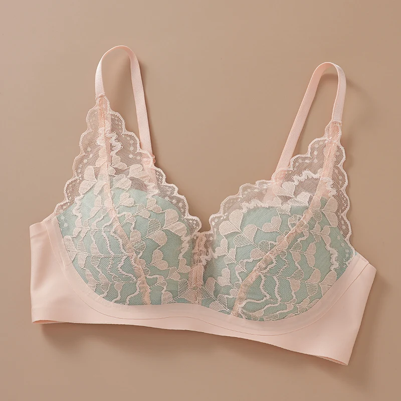 Japanischer sexy Spitzen-BH für Frauen, Push-Up, kleine Brust, Anti-Durchhängen, kein Bügel, abnehmbare Pads, seitliche Unterstützung, neu MOYISU AB