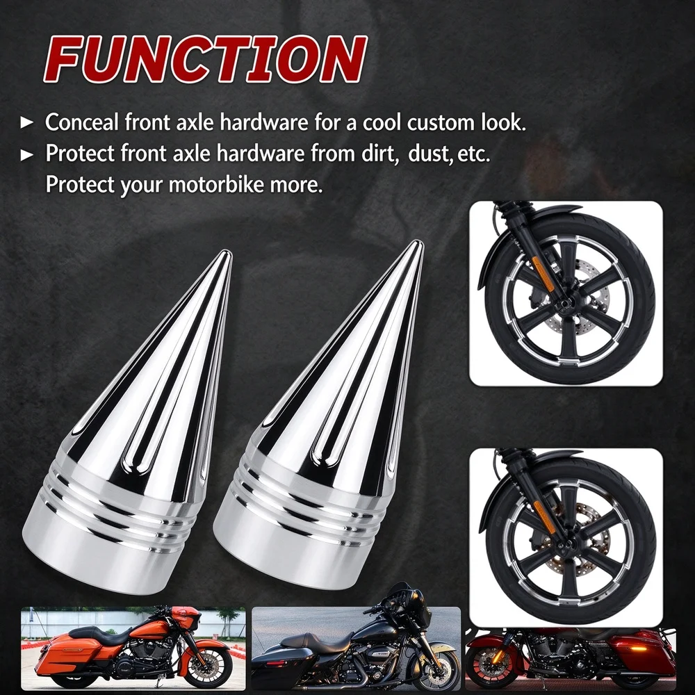 Motorcycle Front Axle Cap 3.6-Inch CNC Pointed For Harley-Davidson Touring Trike(08 later) Dyna (08 later) Fat Boy view 2