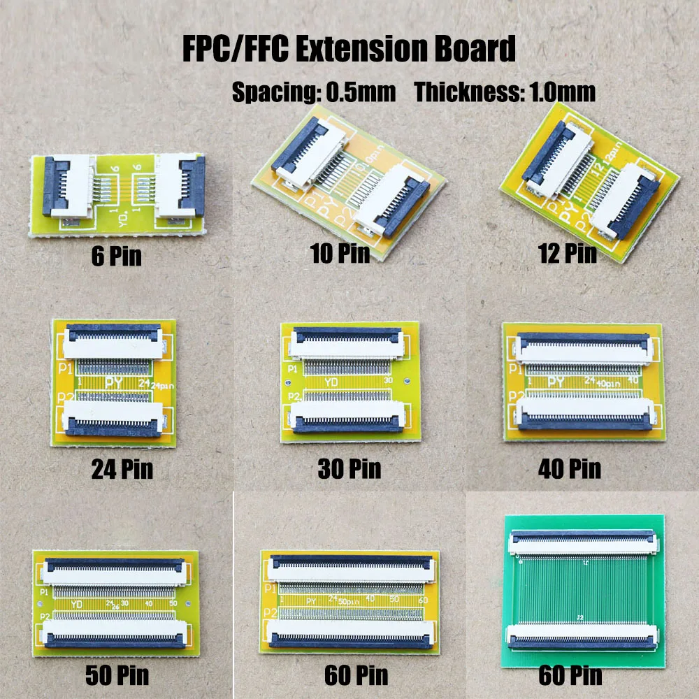 1Pce FFC flexible flat cable extension board 0.5/1.0mm spacing flexible flat cable extension board 4-60P adapter board connector