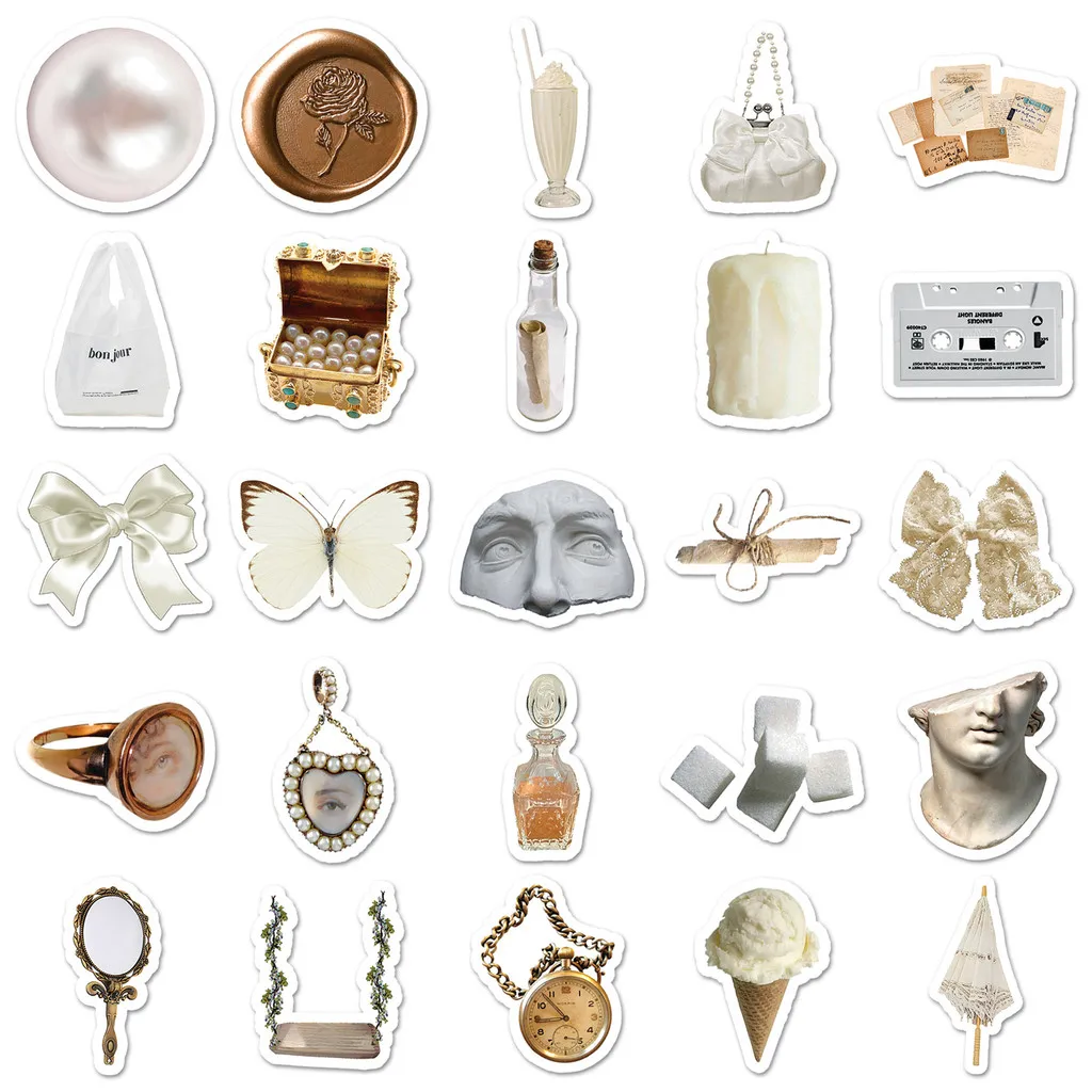 50PCS Weiß INS Stil Journal Aufkleber Nordic Cup Aufkleber Wasserdichte Dekor für Telefon Fällen Laptops BulingBulingStickers Shop