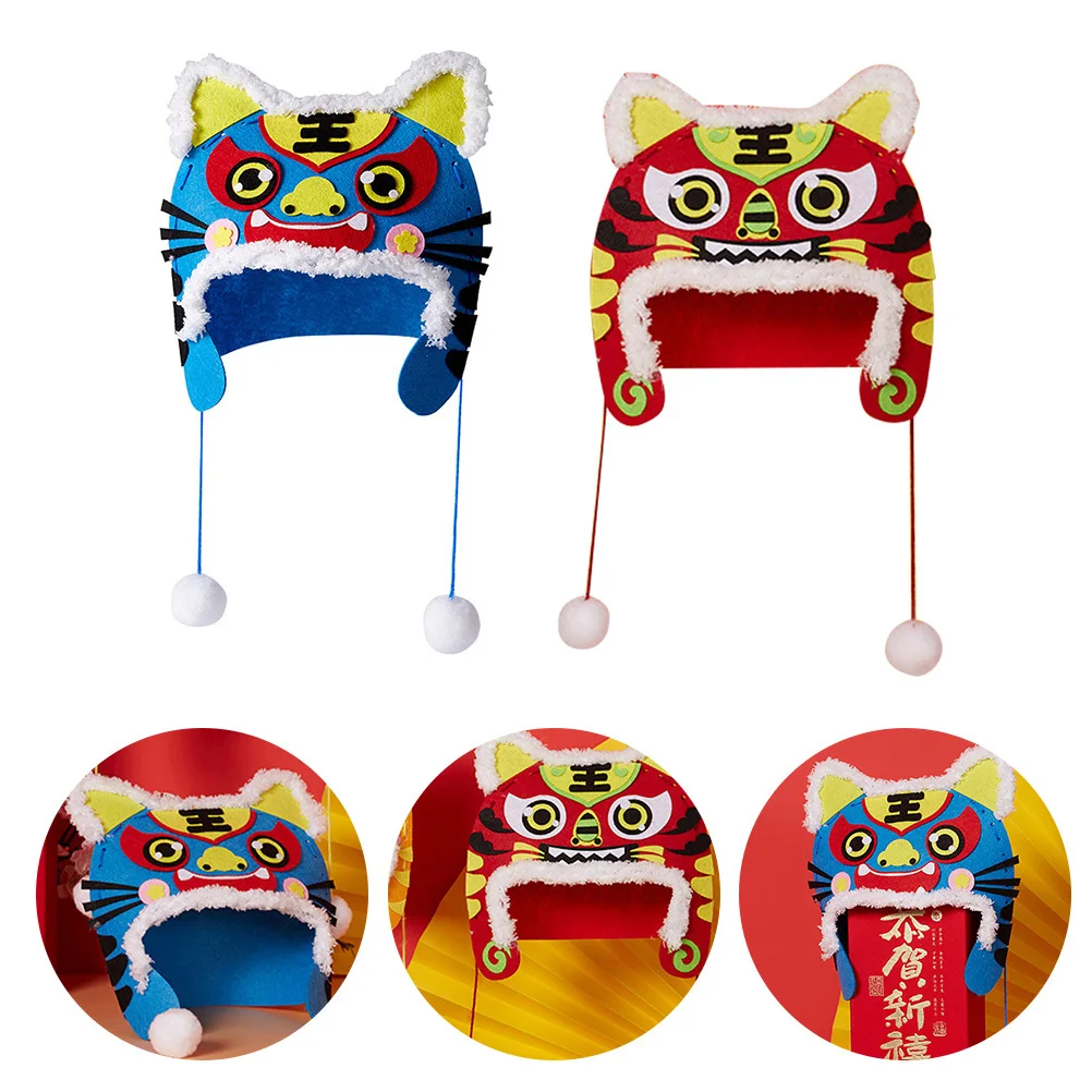 

1Set DIY Tiger Head Hat Kit Kids New Year Craft Supplies Year of The Tiger Preschool Handmade Party Materials DIY Hat Craft