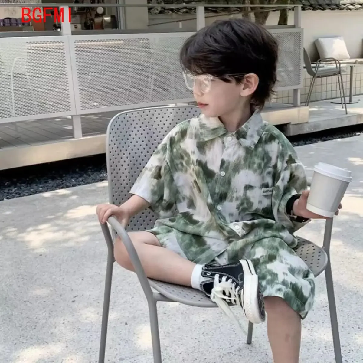 80-120cm Sommer Kinder kleidung Jungen hemd Set neue Kinder kurz ärmel ige hübsche Junge dünne Baby Casual Print Kleidung Outfits