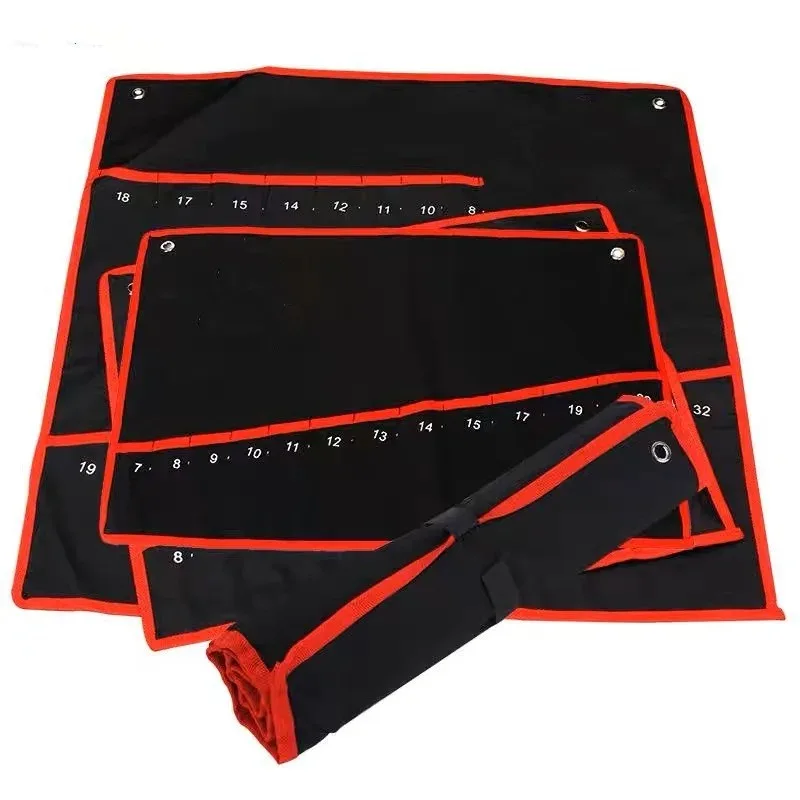 1pc Practical Canvas Tool Bag Wrench Tool Roll Up Foldable Spanner Organizer Pouch Case Hand Tool Storage Bag
