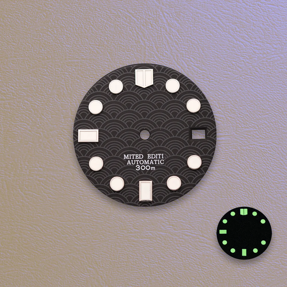 Sell Like Hotcakes 28.5mm S Logo Fish Scale Dial C3 Green Noctilucent Fit NH35/NH36/4R Movement Watch Modification Accessories