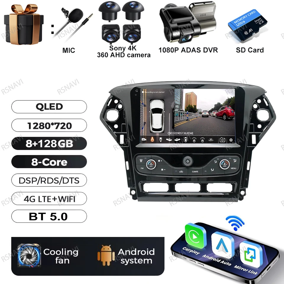 Autoradio Android 15 Voor Ford Mondeo MK4 2007-2014 DVD Viedo Speler BT 4G LTE GPS DSP Head Unit multimedia Stereo Navigatie
