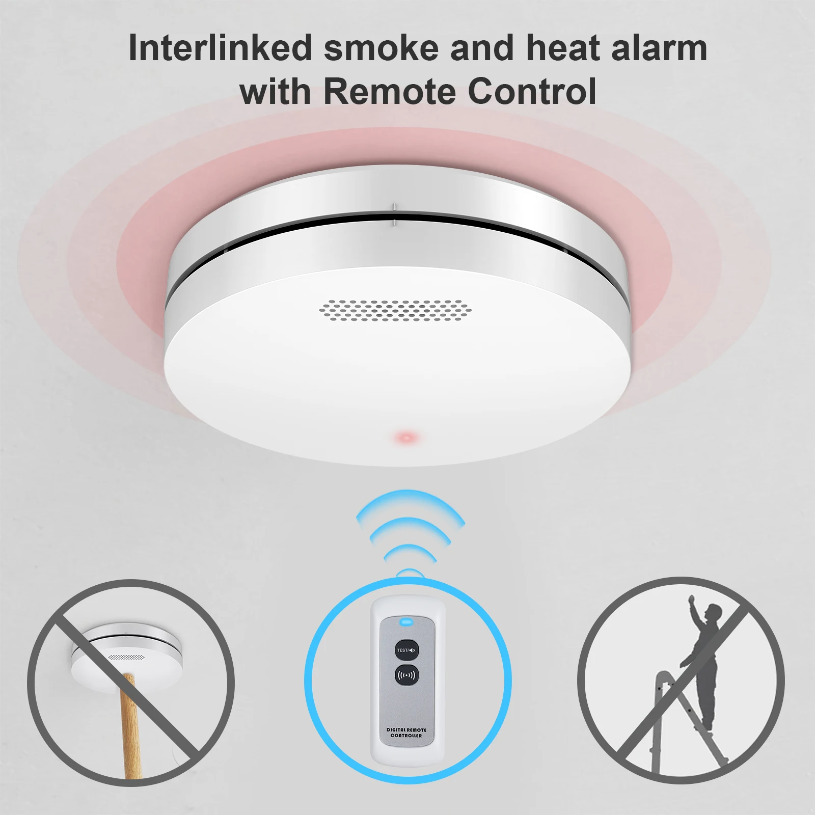 CPVAN Interlinked Smoke & Carbon Monoxide Detector Wireless Fire Alarm CO Gas Smoke Sensor For Home Security System Equipment