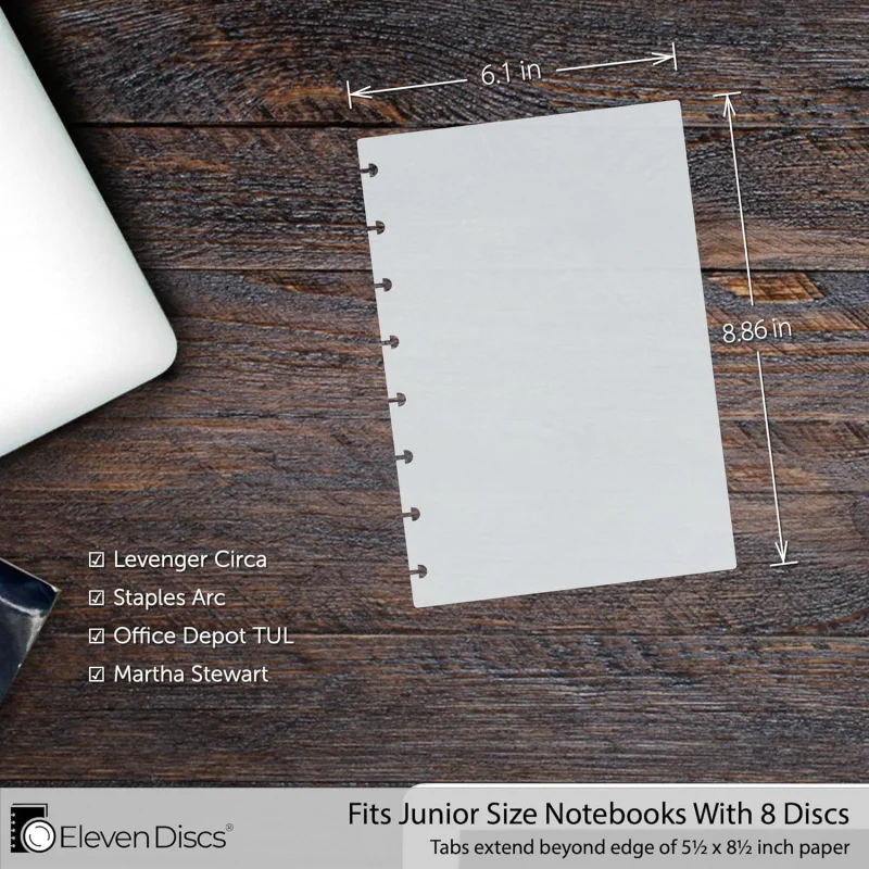 Junior Size Translucent/Clear Discbound Notebook Poly Covers, Compatible with Circa, Arc, and TUL (Set of 5)