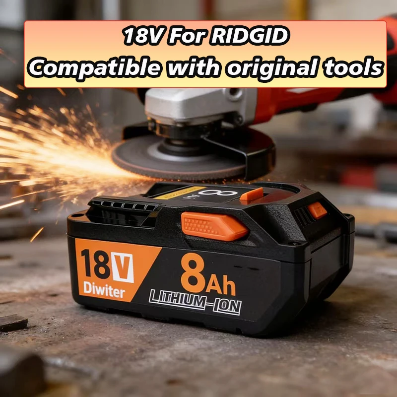 

2026 New for AEG Ridge 18V 6.0Ah Lithium Battery with Power Display, Overcharge/Overcurrent Protection