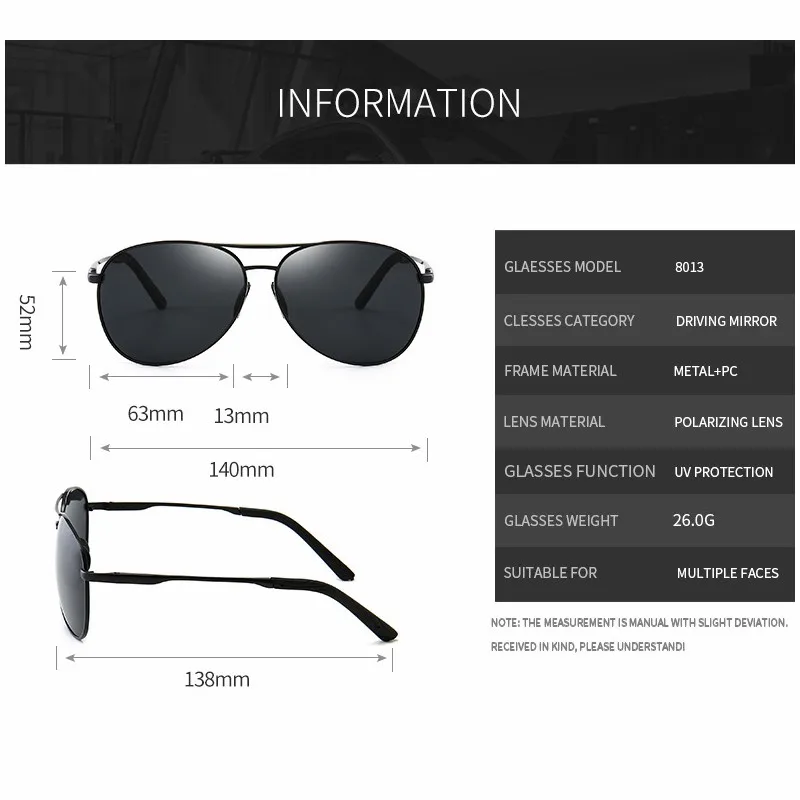 2024 Aviation Metail Frame Polarized Sunglasses Men Color Changing Sun Glasses Night Vision Pilot Male  Glasses Driving  UV400