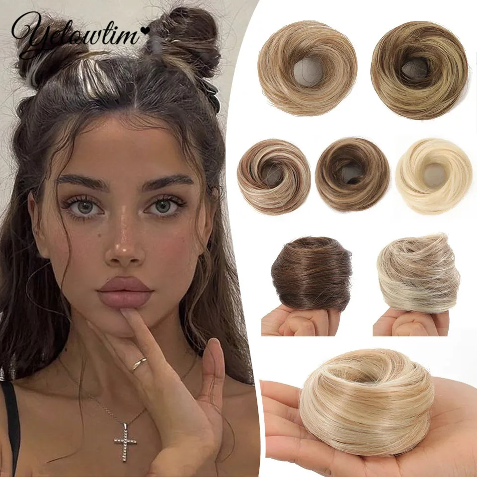 Synthetic Straight hair loop bun natural and comfortable heat-resistant fiber wig easy to wear suitable for all girls wig access