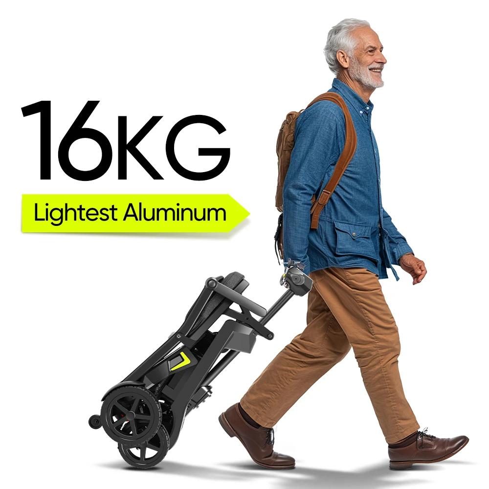 

Ultra Light 16Kg 4-Wheel Electric Mobility Scooter Foldable Compact Aluminum Alloy Elderly Scooter With 270W Brushless Motor