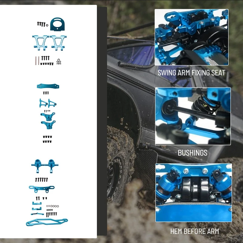 ●Metal Modification Accessory Kit Suspension Arms Steering Knuckle for TT02 TT-02 1/10 RC Car Upgrade Parts-ABFB
