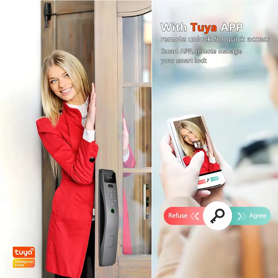 Tuya 3D Riconoscimento facciale Smart Door Lock con fotocamera Cerradura Wifi Sicurezza biometrica delle impronte digitali Smart Lock completamente automatico