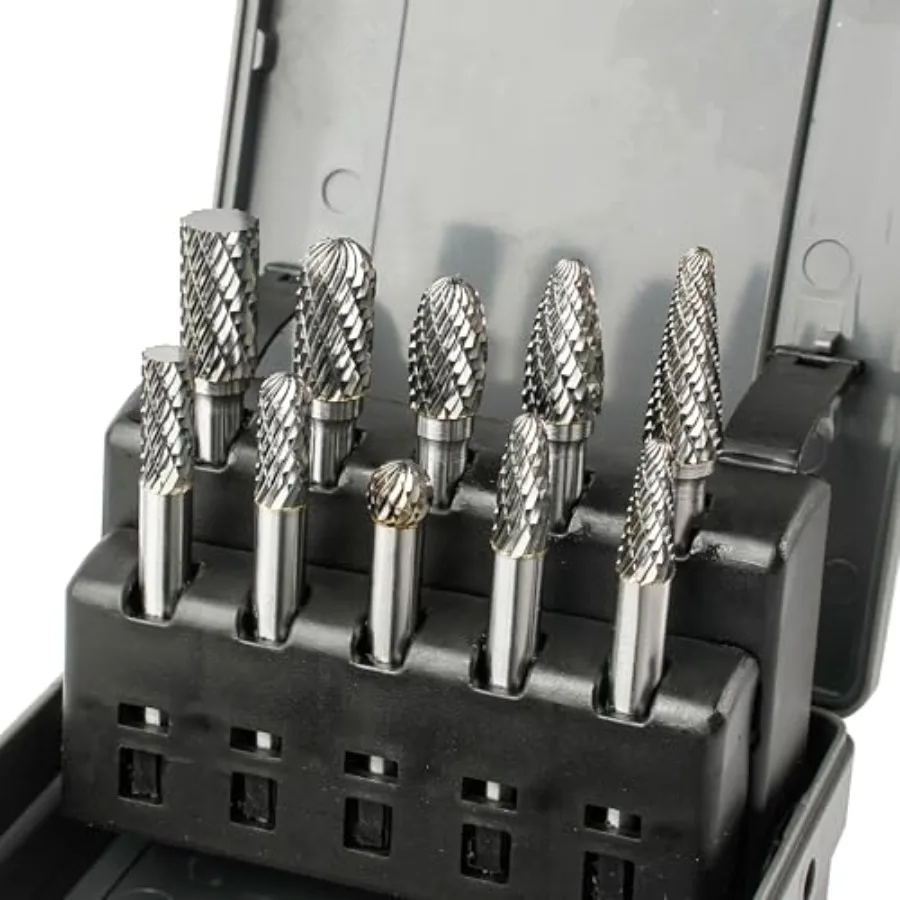 

Carbide Burr Set pcs 1/4 inch Shank Tungsten Carbide Rotary Files Bits Professional Metal Working Tools for Die Grinder Metal W