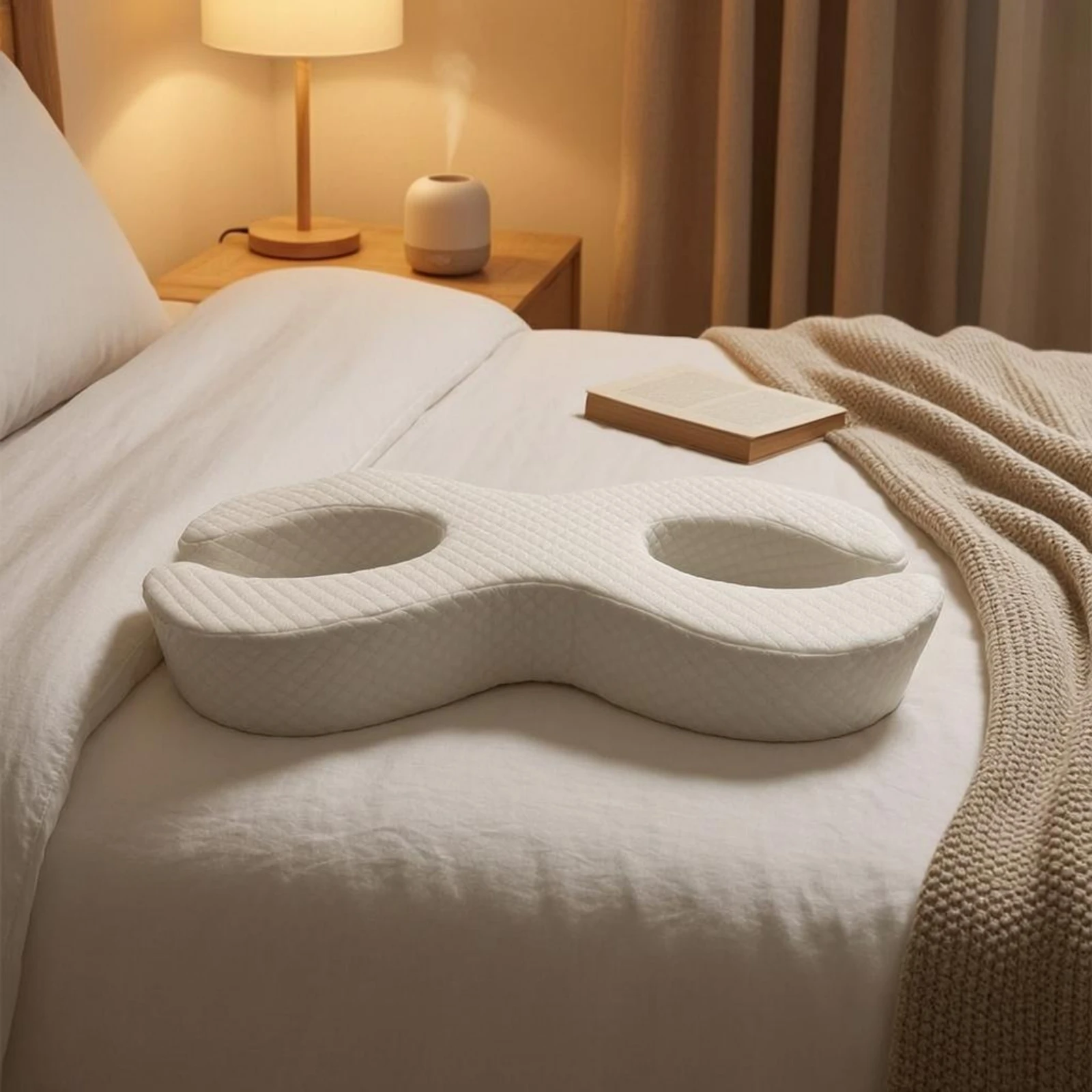 Side Sleeping Pillow Cutout Openings Contoured Pillow Sleep Gear Quilted Padded
