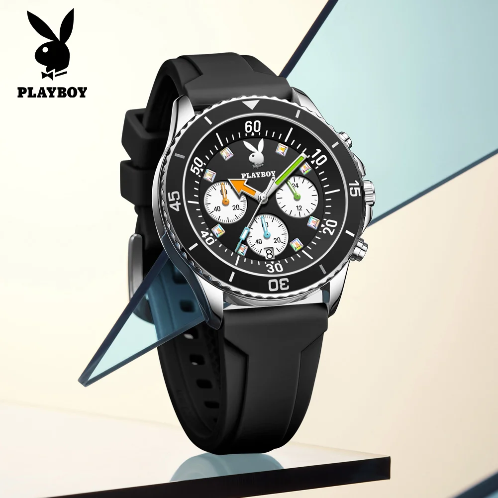 

PLAYBOY 3081 Men's Watch Sports Quartz Watch Wristwatch Waterproof Luminous Date Casual Fashion Multifunctional Watch Reloj