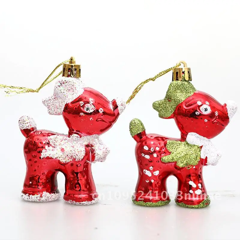 

Christmas Decoration Sika Deer Pendant Electroplated Painted Plastic Deer Pendant