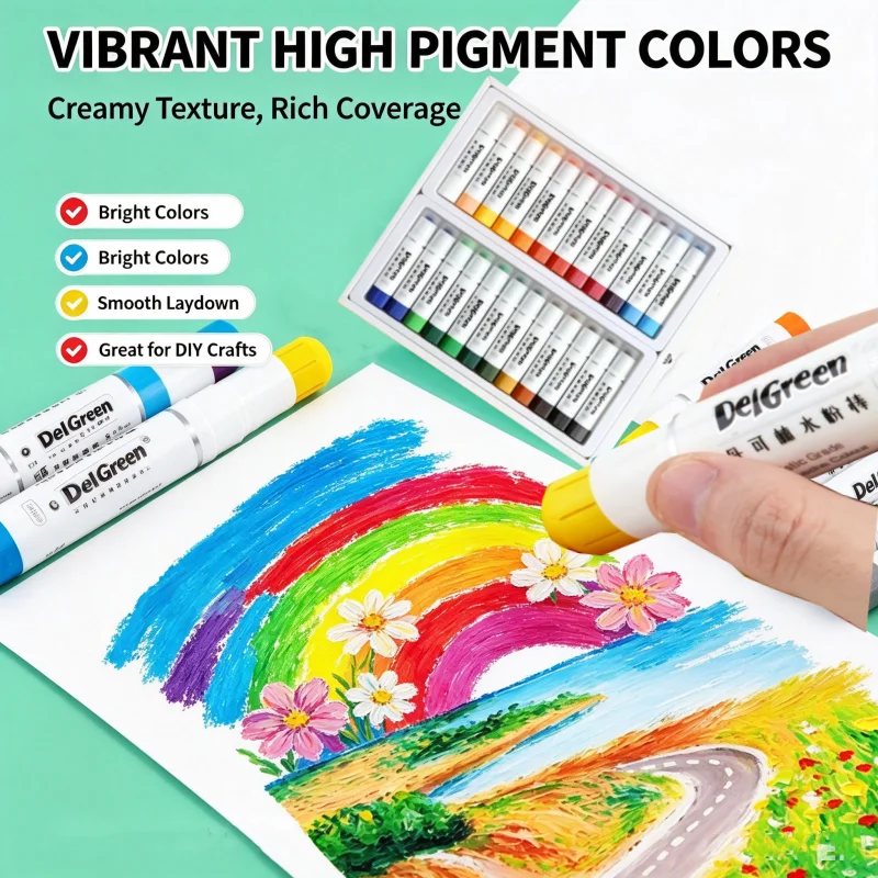 Bâtons de peinture gouache doux et solides, 12/18/24 couleurs, crayons d'art pour dessin et graffiti, lavables, non toxiques, pour enfants, étudiants, artistes, peintres
