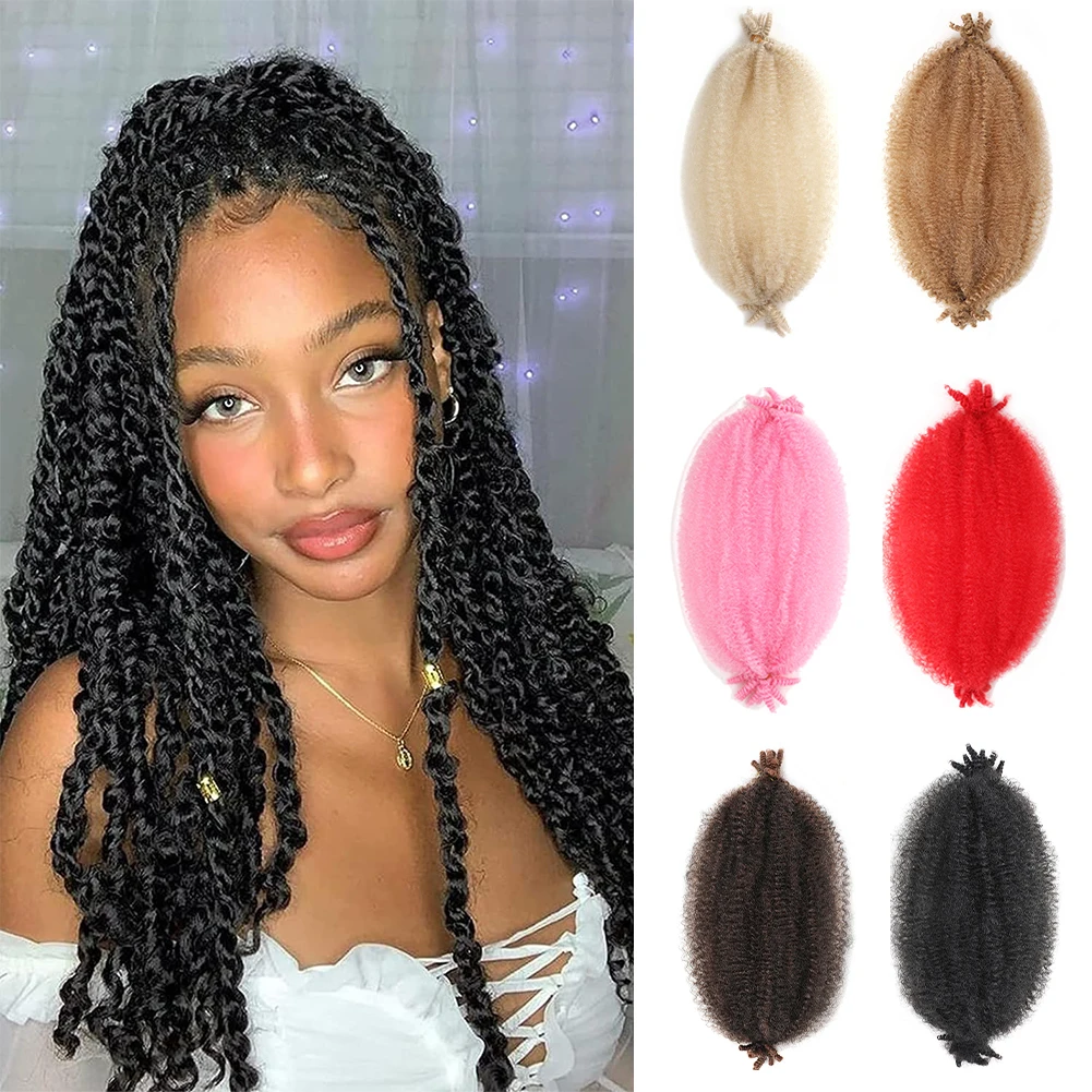 Pre-Separated Kinky Marley Twist Braiding Springy Afro Twist Hair Soft Synthetic Crochet Hair for Distressed Faux Locs for Women