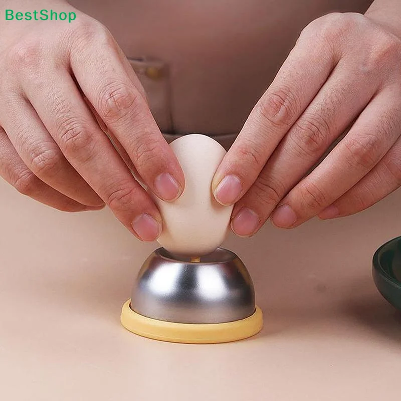 ♥ ❀ Perforador de Huevos de Acero Inoxidable con Base de Silicona, Perforador de Huevos para Huevos Cocidos y Pelado Fácil de la Cáscara