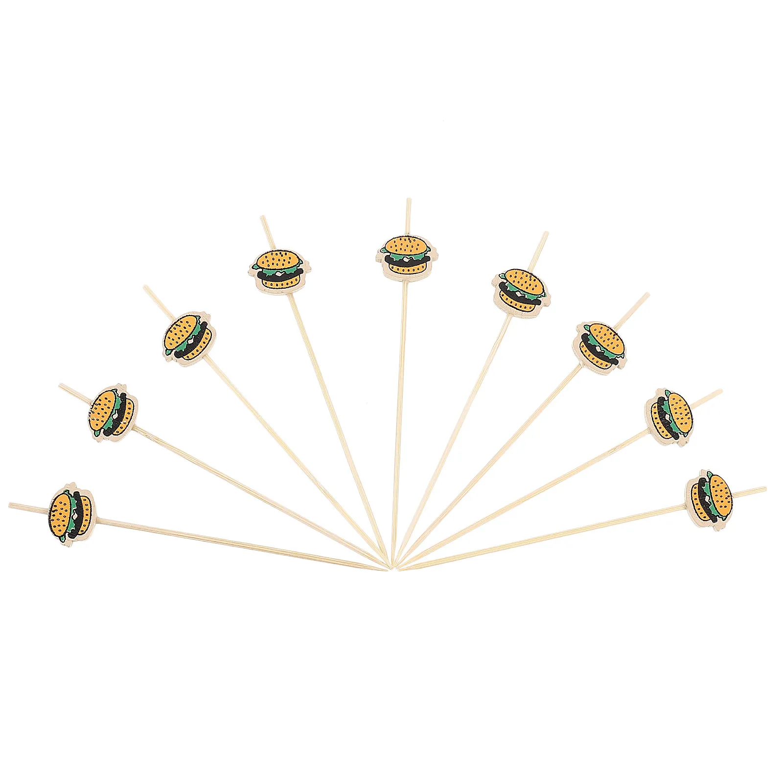 100Pcs Burger Shape Cocktail Picks Creative Decorative Fruit Toothpicks Suitable Bars Ktv Clubs Cake Toppers Dessert Drink