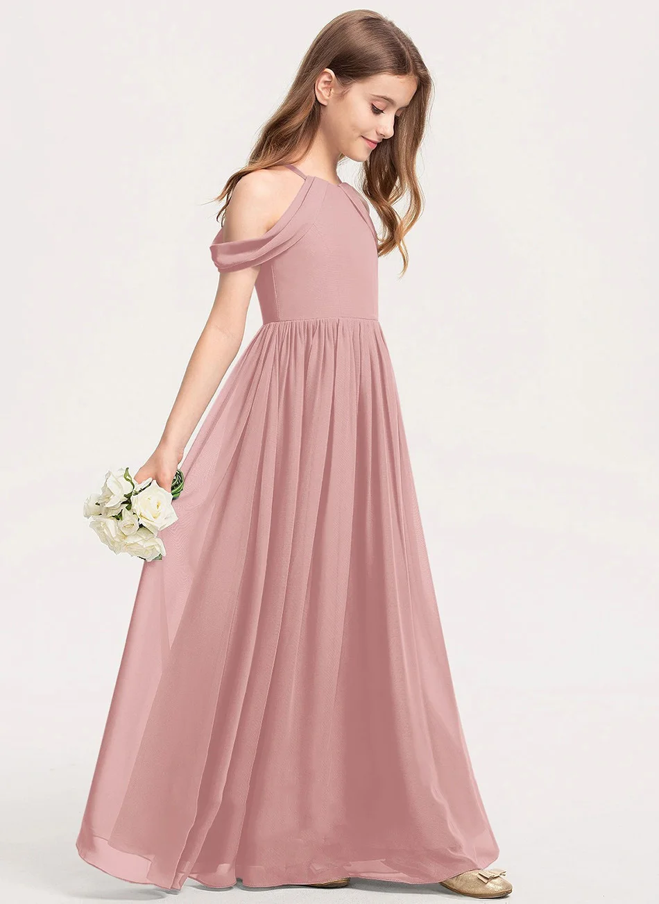 Chiffon Halterneck Off-Shoulder Children's Dress, Piano Performance Dress, Wedding Flower Girl Dress, Party Host Princess Dress