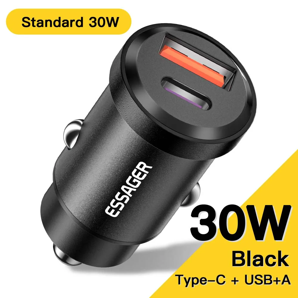 Essager 30W Car Charger QC 4.0 QC 3.0 For Xiaomi Huawei Supercharge SCP Samsung AFC PD Fast Charging