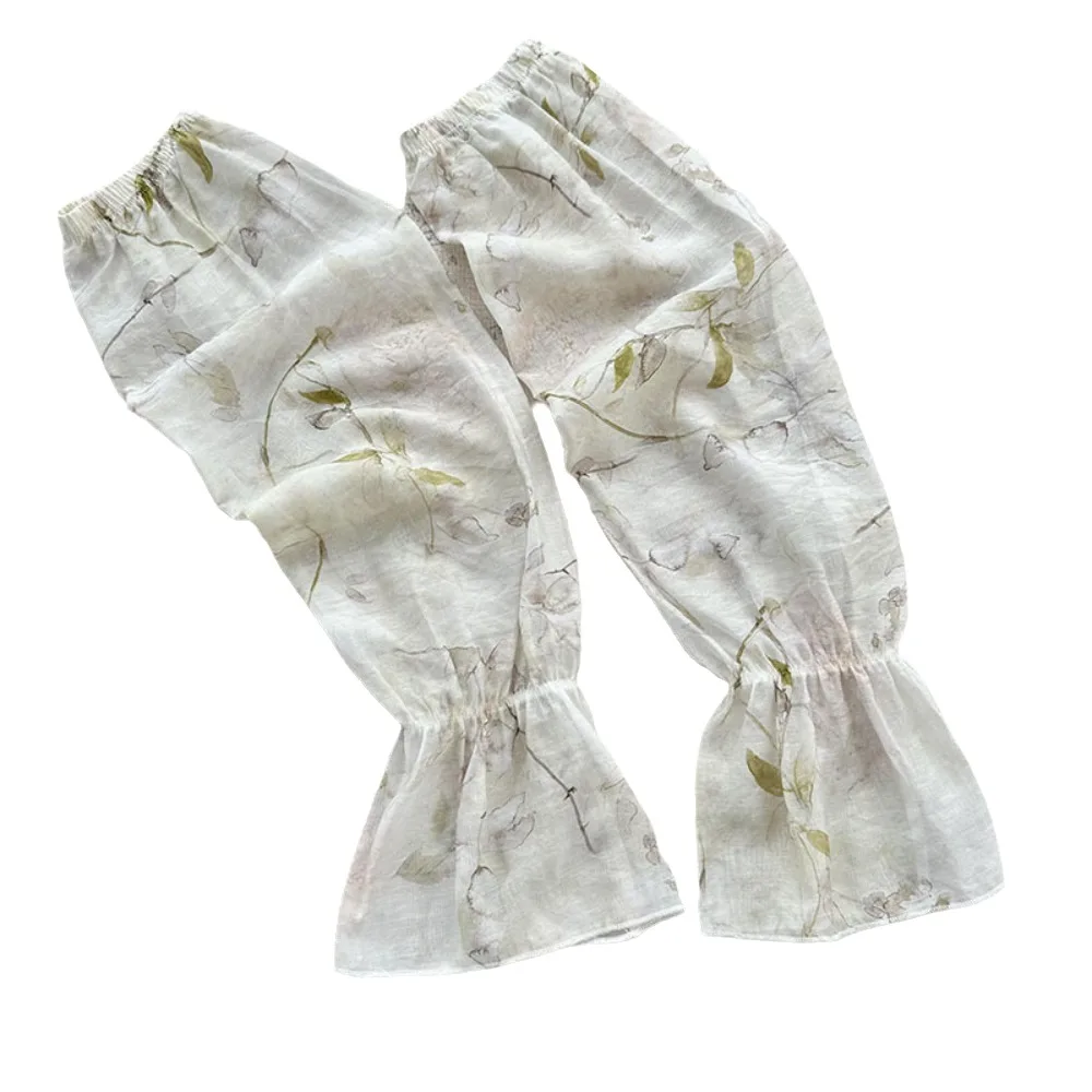 

Тонкие милые рукава в китайском стиле с цветочным принтом, эластичные шифоновые солнцезащитные чехлы на руку, защита от солнца, анти-УФ-защитные велосипедные перчатки для вождения