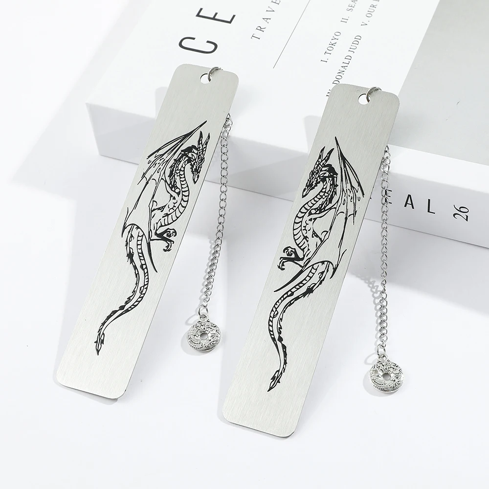 

2Pcs Anime Wings Dragon Bookmarks Stainless Metal Bookmarks for Book Lovers Gift Stationery School Supplies Teachers Men Women