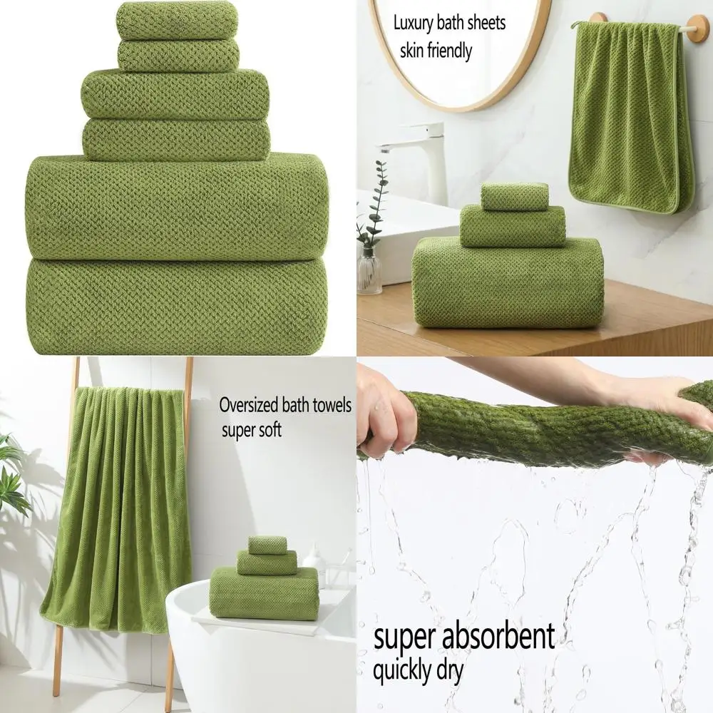 

Роскошные большие простыни для ванной 39x78, набор из 6 шт., очень мягкие полотенца из микрофибры для взрослых, Sage Green