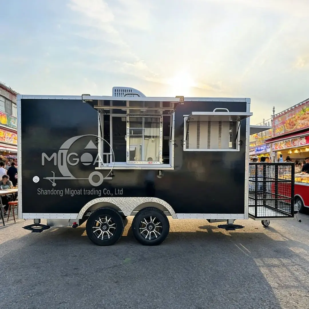 

Double-Wheel Stainless Steel Towable Outdoor Food Trailer Mobile Milk Tea Coffee Vending Cart Kitchen Food Truck